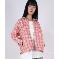 KURTKA CROPPED CHECK DAMSKA